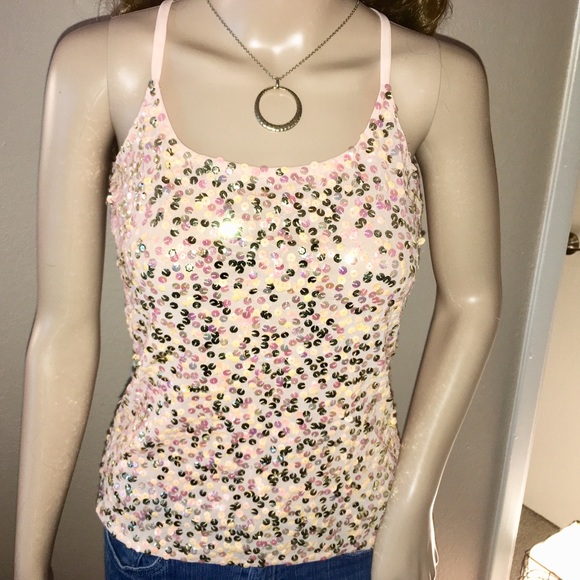 Peach and Gold Sequin Sparkly Tank - Picture 4 of 4